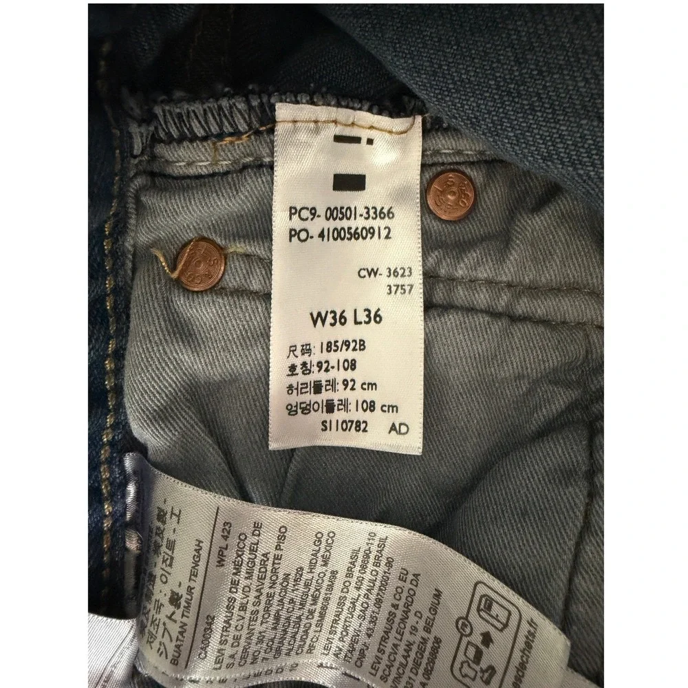 Levis Premium 501 Mens‎ Dark Wash Big E Straight Leg Jeans W36 L36 Blue